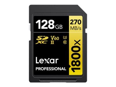 Lexar Professional GOLD Series - Flash-minneskort - 128 GB - Video Class V60 / UHS-II U3 / Class10 - 1800x - SDXC UHS-II