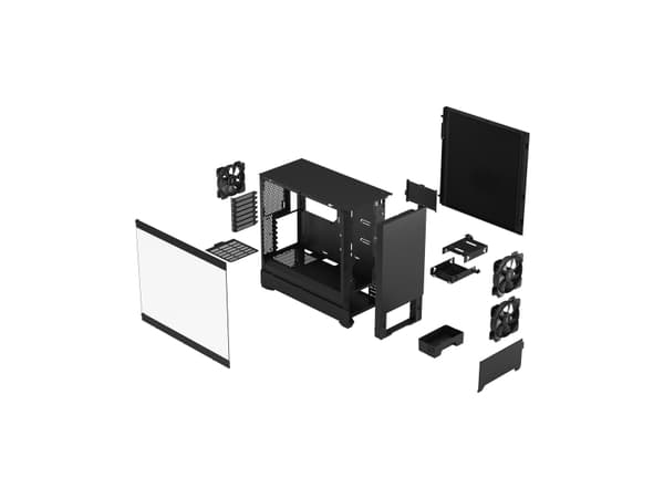 Fractal Design Pop Silent - Tower - ATX - genomskinlig sidopanel (härdat glas) - ingen strömförsörjning (ATX) - svart TG genomskinlig ton - USB/ljud
