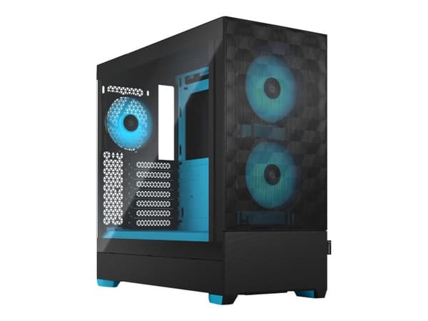Fractal Design Pop Air RGB - Tower - ATX (härdat glas) - ingen strömförsörjning (ATX) - cyan - USB/ljud - för Fractal Design Model D, Type D Svart, Cyan