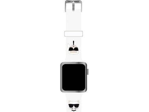 Karl Lagerfeld-rem KLAWLSLCKW Apple Watch 42/44/45 mm hvit/hvit reim Silikon Karl & Choupette-hoder