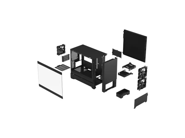 Fractal Design Pop Mini Silent - Tower - micro ATX - sidepanel med vindu (herdet glass) - ingen strømforsyning (ATX) - sort TG lys fargetone - USB/ly