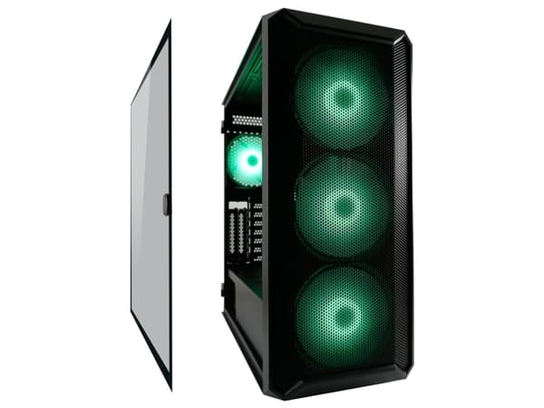 LC Power Gaming 804B - Obsession_X - Mid tower - ATX - genomskinlig sidopanel (härdat glas) - ingen strömförsörjning - svart - USB/ljud