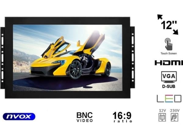 Automagnetola Atviro rėmo LED 12 colių jutiklinis ekranas su VGA HDMI BNC įvestimi... (NVOX OP1211T)