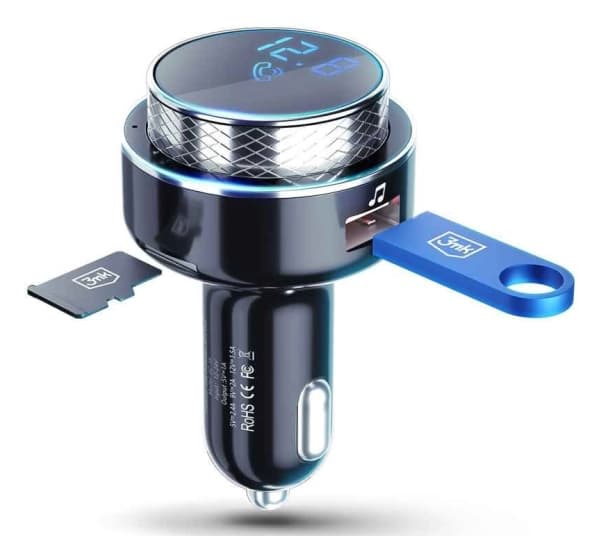 3MK HyperCar-lader FM-sender + billader - 2xUSB-A + 1 TF-kortleser + Bluetooth