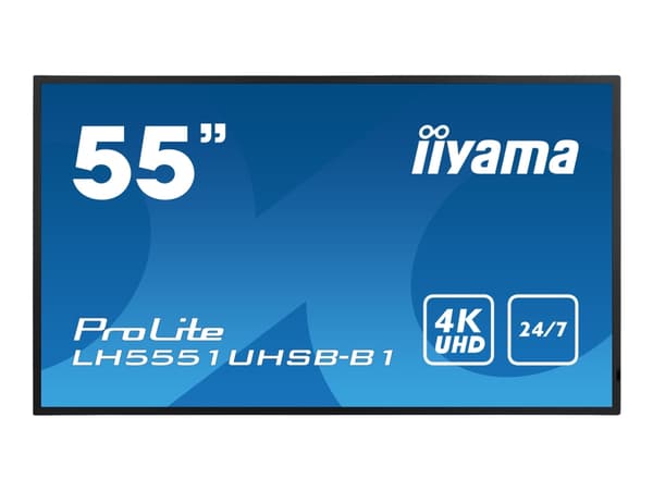 iiyama ProLite LH5551UHSB-B1 - 55" Diagonalklasse (54.6" synlig) LED-bakgrunnsbelyst LCD-skjerm - intelligent skilting - 4K UHD (2160p) 3840 x 2160 -