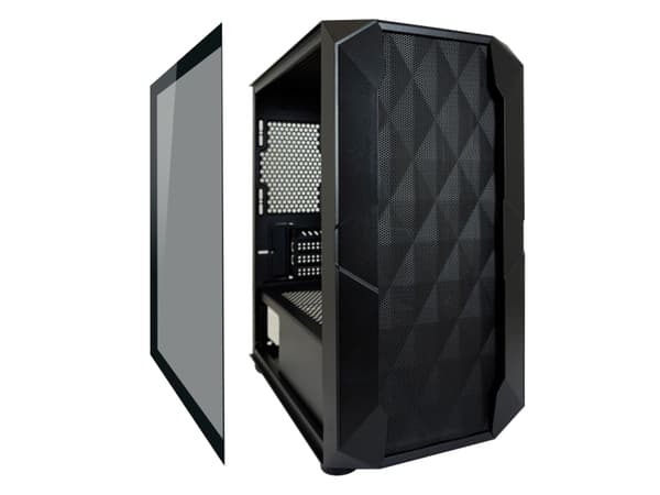 LC Power Gaming 712MB - Polynom_X - Tower - micro ATX - genomskinlig sidopanel (härdat glas) - ingen strömförsörjning - svart - USB/ljud