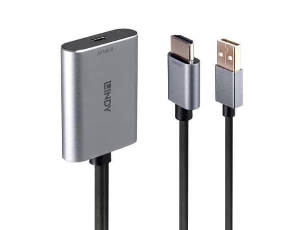 Lindy 43347, Harmaa, Alumiini, 0,3 m, 3840 x 2160 pikseliä, 60 Hz, 18 Gbit/s