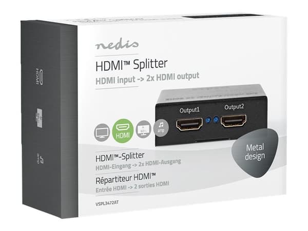 Nedis VSPL3472AT - Video/lyd-splitter - 2 x HDMI - stasjonær