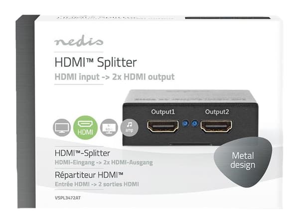 Nedis VSPL3472AT - Video/lyd-splitter - 2 x HDMI - stasjonær