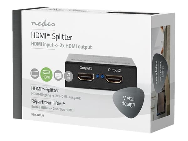 Nedis VSPL3472AT - Video/lyd-splitter - 2 x HDMI - stasjonær