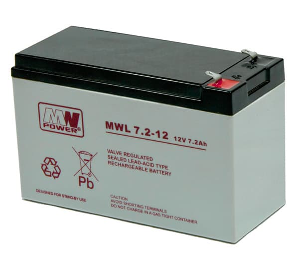 MW Power MWL 7,2-12, 12 V, 1 stykker, Grå, 7,2 Ah, 12 år, 2,4 kg