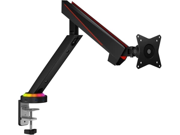 ICY BOX IB-MSG303BL-T - Monteringssats (ställ) - för platt panel - with USB 3.0 media hub and RGB light effect - aluminium, plast, stål - mattsvart -