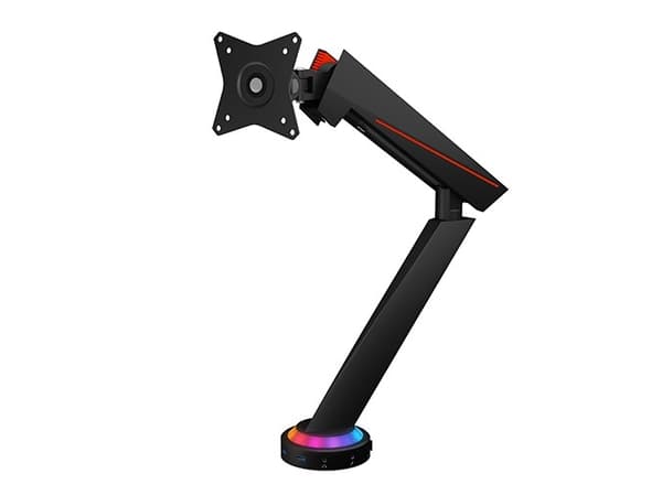 ICY BOX IB-MSG303BL-T - Monteringssats (ställ) - för platt panel - with USB 3.0 media hub and RGB light effect - aluminium, plast, stål - mattsvart -