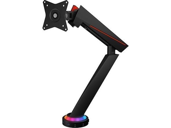 ICY BOX IB-MSG303BL-T - Monteringssats (ställ) - för platt panel - with USB 3.0 media hub and RGB light effect - aluminium, plast, stål - mattsvart -
