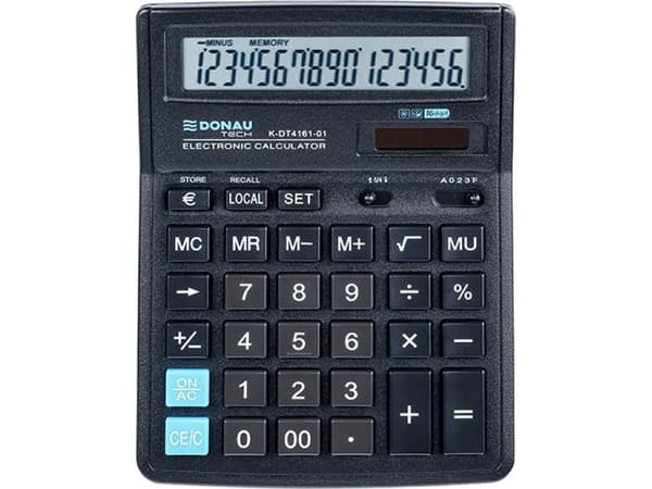 Donau TECH kontorsräknare DONAU TECH, 16-siffrig display, mått 199x153x31 mm, svart