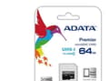 Miniatyrbild 1 av 5: ADATA Premier - Flash-minneskort (microSDXC till SD-adapter inkluderad) - 64 GB - UHS Class 1 / Class10 - mikroSDXC UHS-I