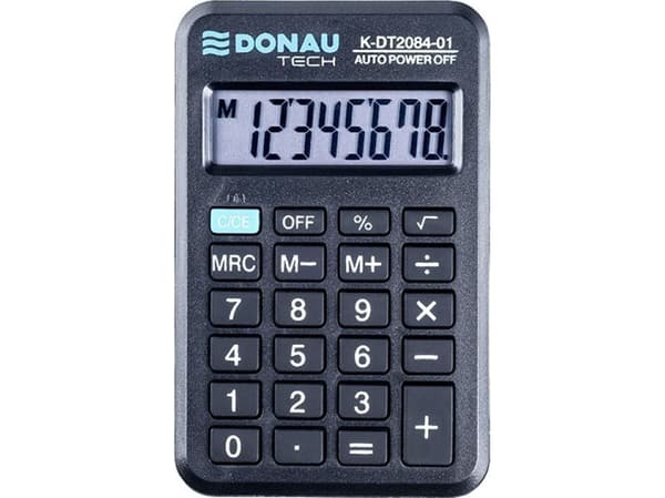 Donau-kalkulator DONAU TECH lommekalkulator, 8-sifret. display, dimensjoner 97x60x11 mm, sort