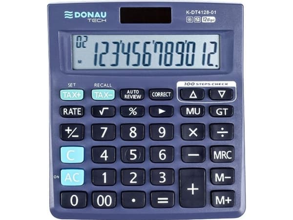 Donau-kalkulator DONAU TECH kontorkalkulator, 12-sifret. display, dimensjoner 140x122x27 mm, sort