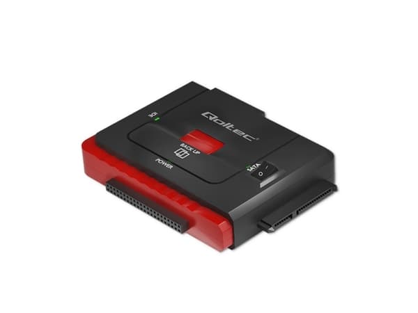 Qoltec - HDD / SSD-dokkestasjon - brønner: 2 - 2.5", 3.5" - SATA 6Gb/s - USB 3.0 - svart, rød
