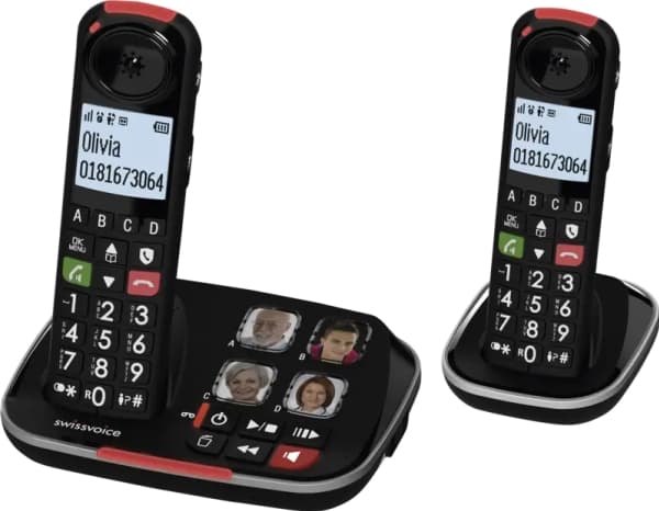 Swissvoice Xtra 2355 Duo - Med/uden ledning - 3-vejs opkaldskapacitet + ekstra telefonrør musta