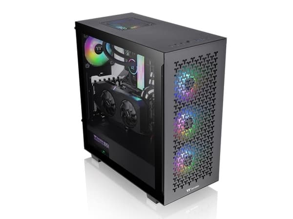 Thermaltake V Series V350 TG ARGB Air - Mid tower - ATX - genomskinlig sidopanel (härdat glas) - ingen strömförsörjning (PS2) - svart - USB/ljud