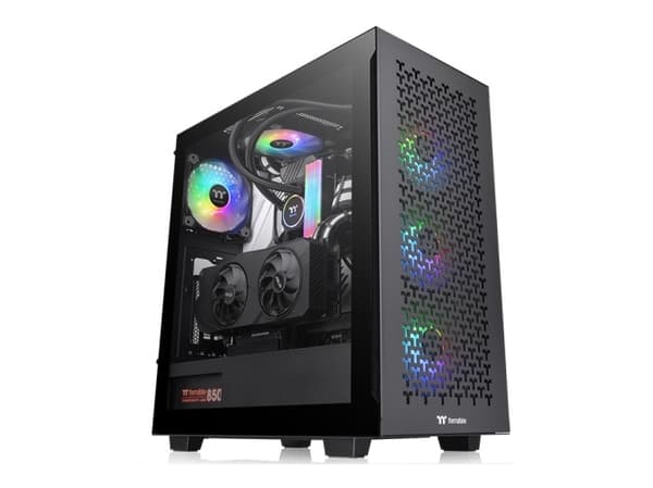 Thermaltake V Series V350 TG ARGB Air - Mid tower - ATX - genomskinlig sidopanel (härdat glas) - ingen strömförsörjning (PS2) - svart - USB/ljud