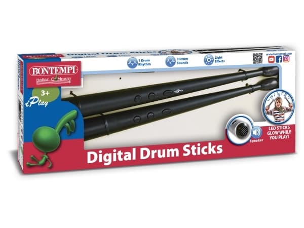 Bontempi Digital Drum Sticks with light show, Musikalsk leke, Tønne, 3 år, AA, Flerfarget