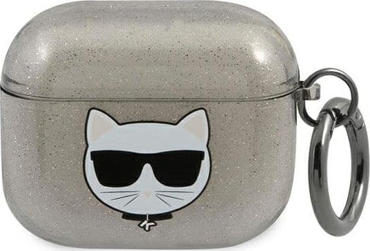Karl Lagerfeld KLA3UCHGK AirPods 3 deksel svart/svart Glitter Choupette
