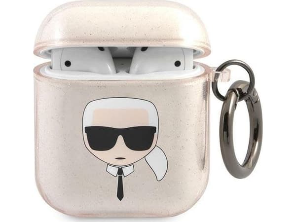 Karl Lagerfeld KLA2UKHGD AirPods suojakuori kultainen/kultainen Glitter Karl`s Head