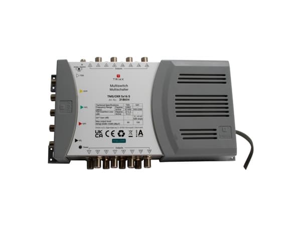 Triax 318604, 5 innganger, 16 utganger, 950 - 2200 MHz, 47 - 694 MHz, 1.0, 2.0, 180 - 264 V