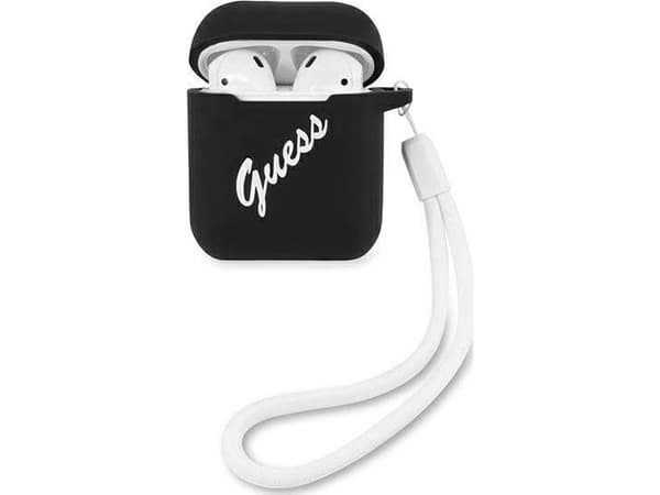 Guess GUACA2LSVSBW AirPods cover black white Silicone Vintage