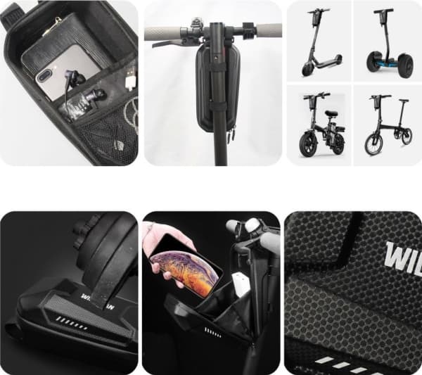 Veske/scooterholder WILDMAN L ES8 Plus rammeveske svart/svart