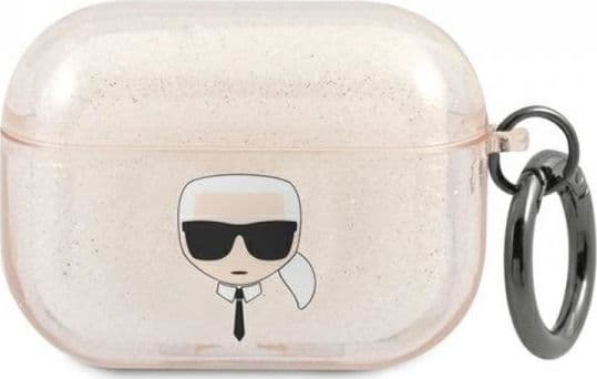 Karl Lagerfeld KLAPUKHGD AirPods Procover gold Glitter Karl`s Head