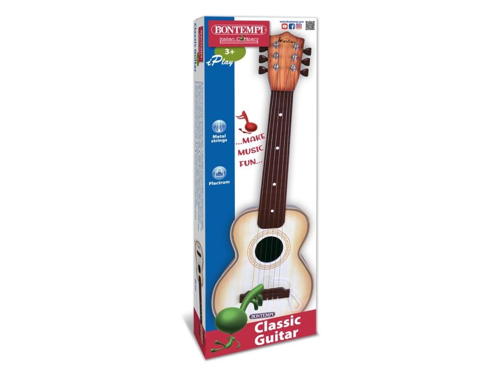 Bontempi Classic Guitar with 6 metal strings, Musikinstrument leksak, Gitarr, 3 År, Brun, Trä