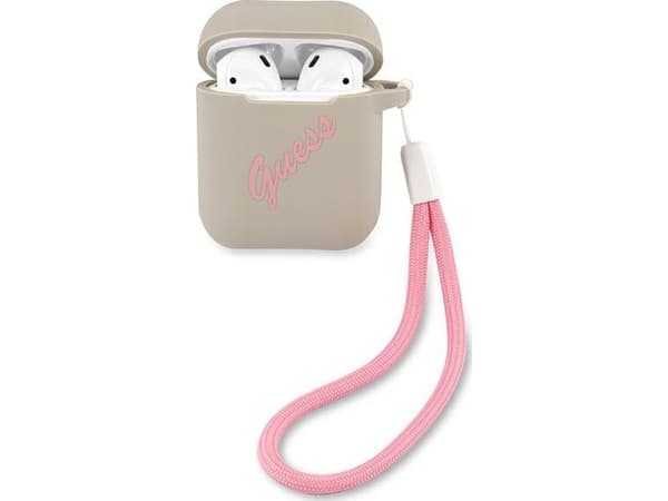Guess GUACA2LSVSGP AirPods skydd szaro różowy/grå rosa silikon Vintage