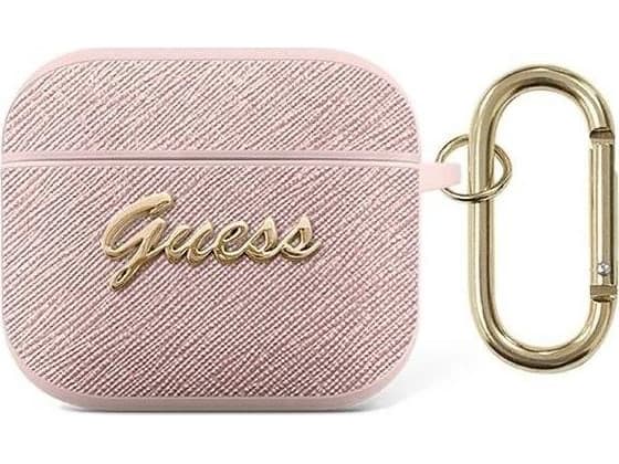 Guess GUA3SASMP AirPods 3 cover pink Saffiano Script Metal Collection