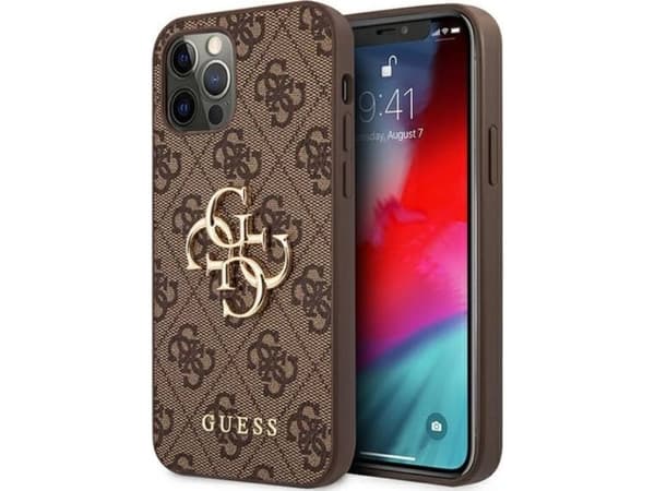 Gjett "GUHCP12M4GMGBR PU 4G Metal Logo Deksel iPhone 12/12 Pro" Brun