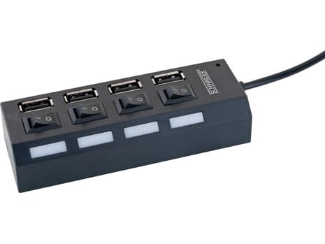 Splitter Schwaiger USB Hub 4-kertainen 2.0A pistorasia Passiivinen musta