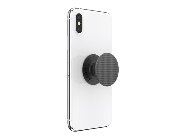 PopSockets PopGrip - Fingergrip/støtteben for mobiltelefon - utskiftelig - Riftede Texture Black