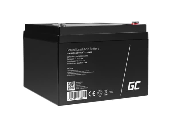 Green Cell AGM VRLA 12V 28Ah vedlikeholdsfritt batteri for gressklipper, scooter, båt, rullestol