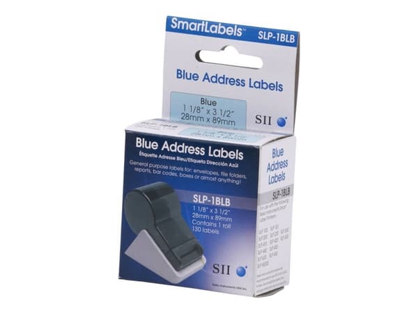Seiko Instruments - Blå - 28 x 89 mm 130 stk (1 rulle/rullar x 130) adresslappar - för Smart Label Printer 100, 120, 200, 220, 620, 650SE, EZ30, Pro