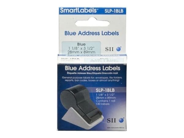 Seiko Instruments - Blå - 28 x 89 mm 130 stk (1 rulle/rullar x 130) adresslappar - för Smart Label Printer 100, 120, 200, 220, 620, 650SE, EZ30, Pro