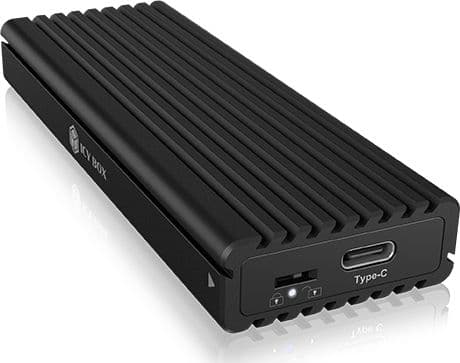 ICYBOX-deksel for 1x M.2 NVMe & SATA SSD med USB 3.2, skrivebeskyttelsesbryter og termisk pute Sort