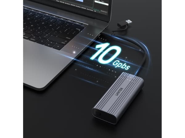 Unitek S1225A - Förvaringslåda - M.2 - M.2 Card (PCIe NVMe & SATA) - USB 3.2 (Gen 2) - rymdgrå