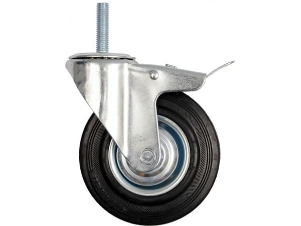 VOREL kääntöpyörä musta kumi jarrutappi 160mm