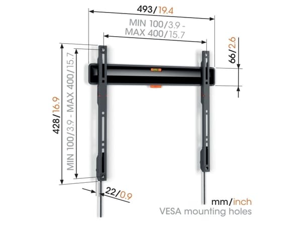 Vogel''s 3834030, 81,3 cm (32"), 195,6 cm (77"), 50 kg, 100 x 100 mm, 400 x 400 mm, Sort