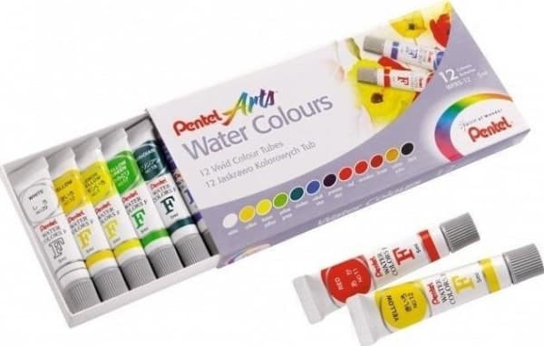 Watercolor paints in tubes 12 colors PENTEL