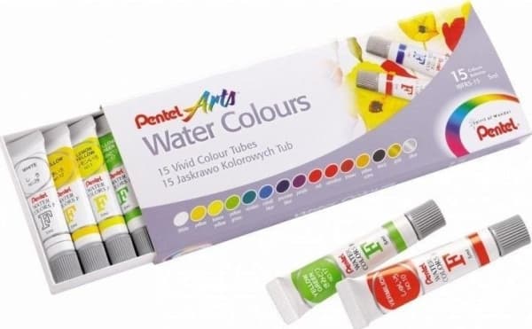 Watercolor paints in tubes 15 colors PENTEL