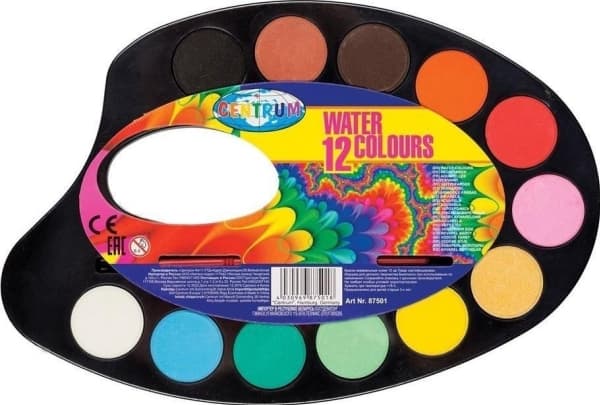 Centrum Watercolor maler 12 farger 30mm