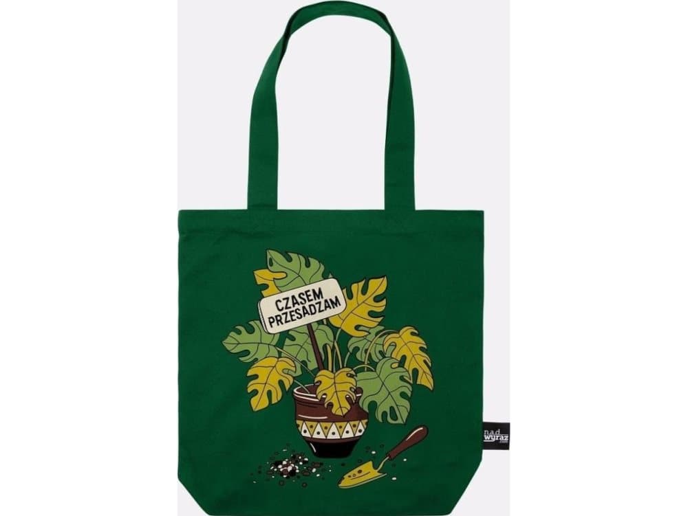 Green cotton bag Sometimes I exaggerate